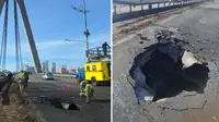 На Северном мосту в Киеве после удара ВС РФ образовалась большая дыра
